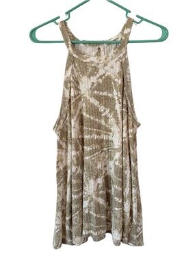 3/$20 Above and Beyond Tie-Dye High Neck Tank Top - Olive/White
